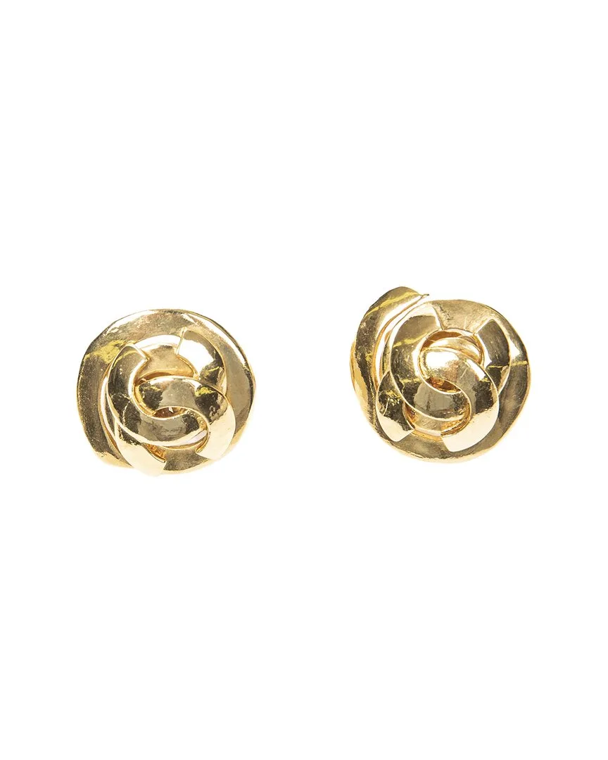 Plated Cc Round Clip-On Earrings (authentic Pre-Loved) by CHANEL