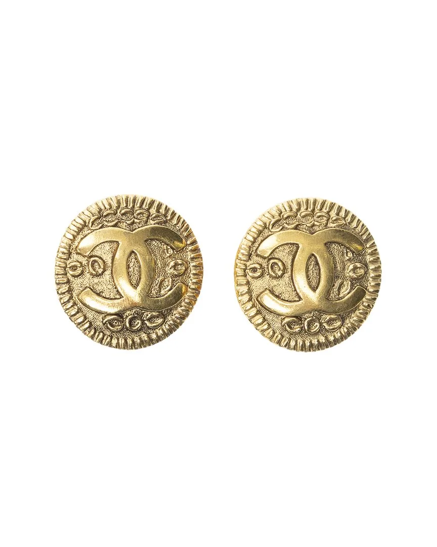 Plated Cc Round Clip-On Earrings (authentic Pre-Loved) by CHANEL