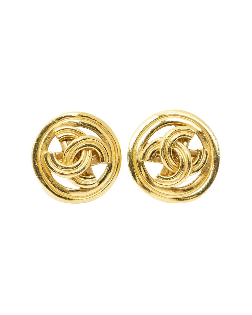 Plated Cc Round Clip-On Earrings (authentic Pre-Loved) by CHANEL