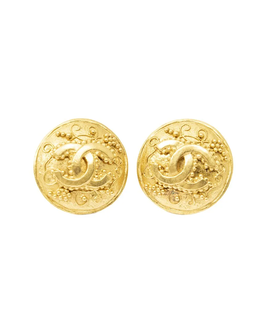 Plated Cc Round Clip-On Earrings (authentic Pre-Loved) by CHANEL