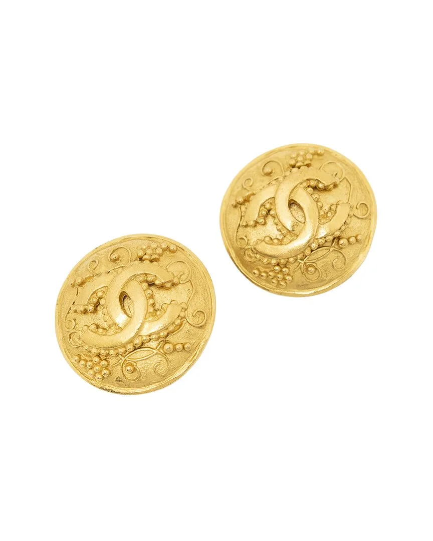 Plated Cc Round Clip-On Earrings (authentic Pre-Loved) by CHANEL