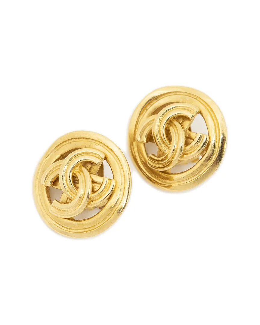 Plated Cc Round Clip-On Earrings (authentic Pre-Loved) by CHANEL