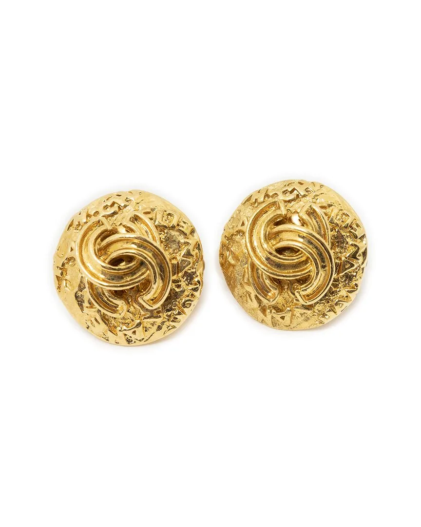 Plated Cc Round Clip-On Earrings (authentic Pre-Loved) by CHANEL