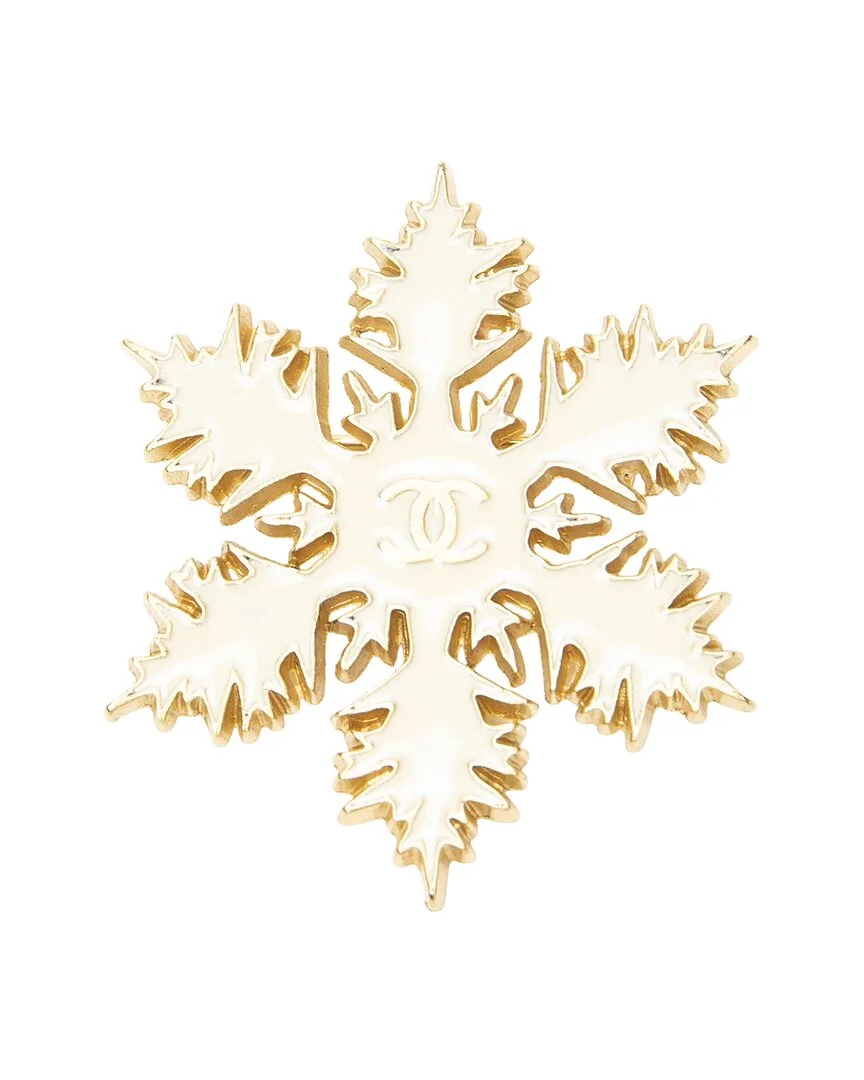 Plated Cc Snowflake Brooch (authentic Pre-Loved) by CHANEL
