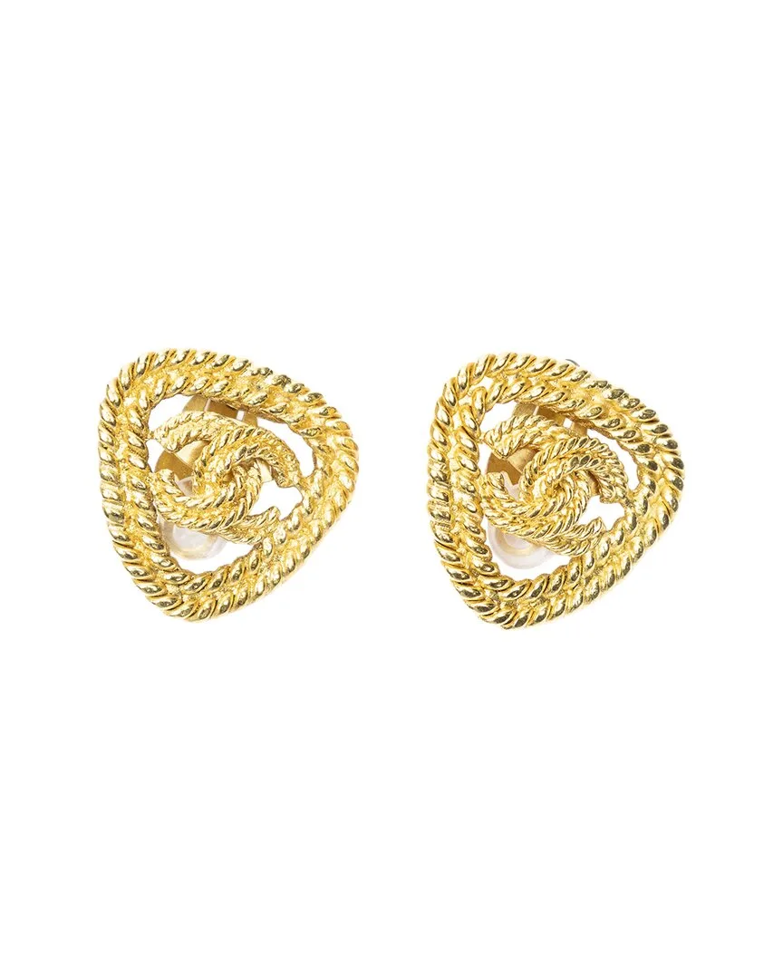 Plated Cc Triangle Clip-On Earrings (authentic Pre-Loved)