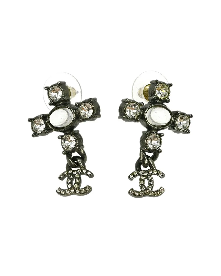 Silver Plated Cc Dangle Earrings (authentic Pre-Loved) by CHANEL