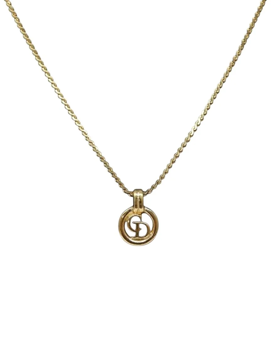 Christian Dior Round Logo Pendant Necklace (authentic Pre-Loved) by Dior