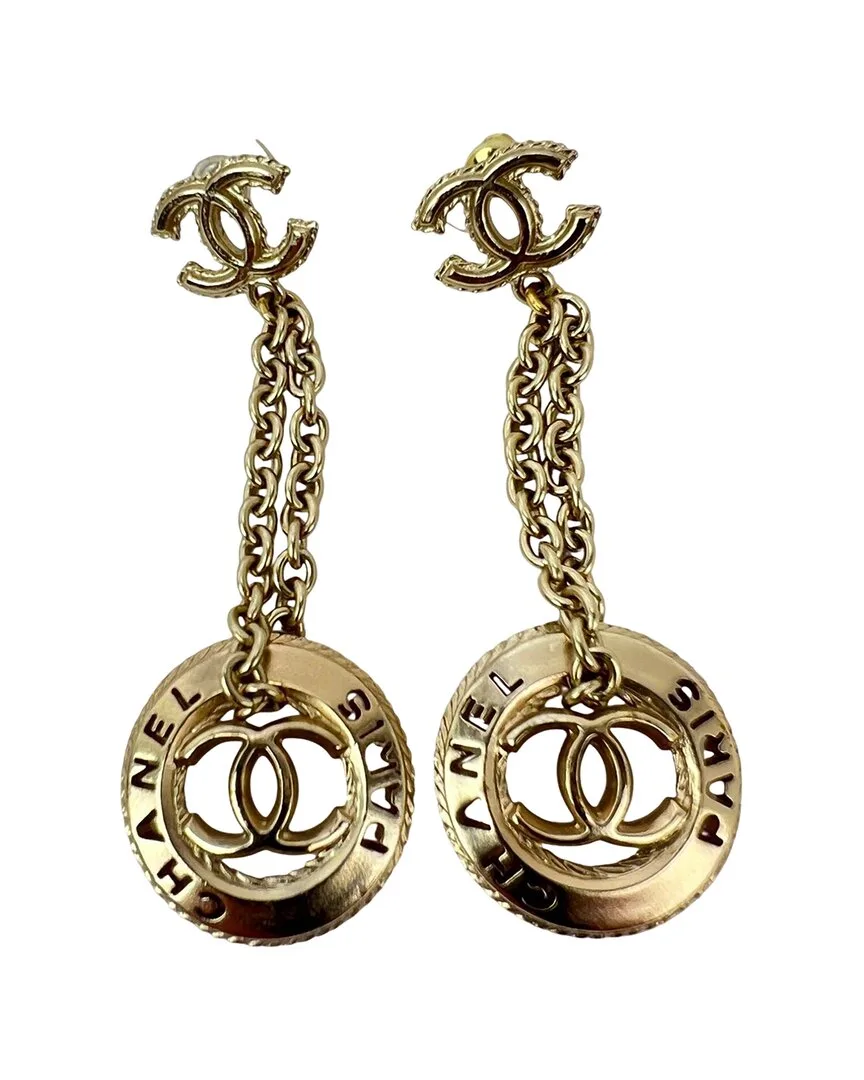 Chain Logo Dangle Cc Earrings (authentic Pre-Loved) by CHANEL