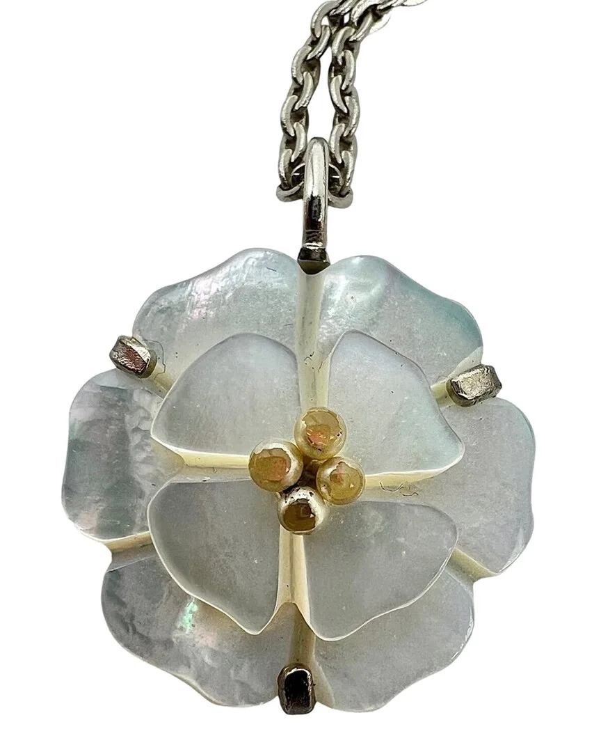 Mother of Pearl Camellia Pendant Necklace (authentic Pre-Loved) by CHANEL