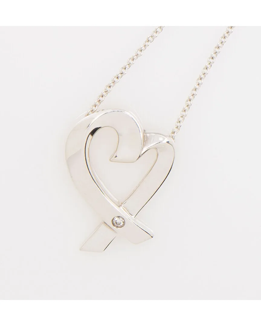 Silver Paloma Picasso Diamond Loving Heart Necklace (authentic Pre-Loved) by Tiffany & Co.