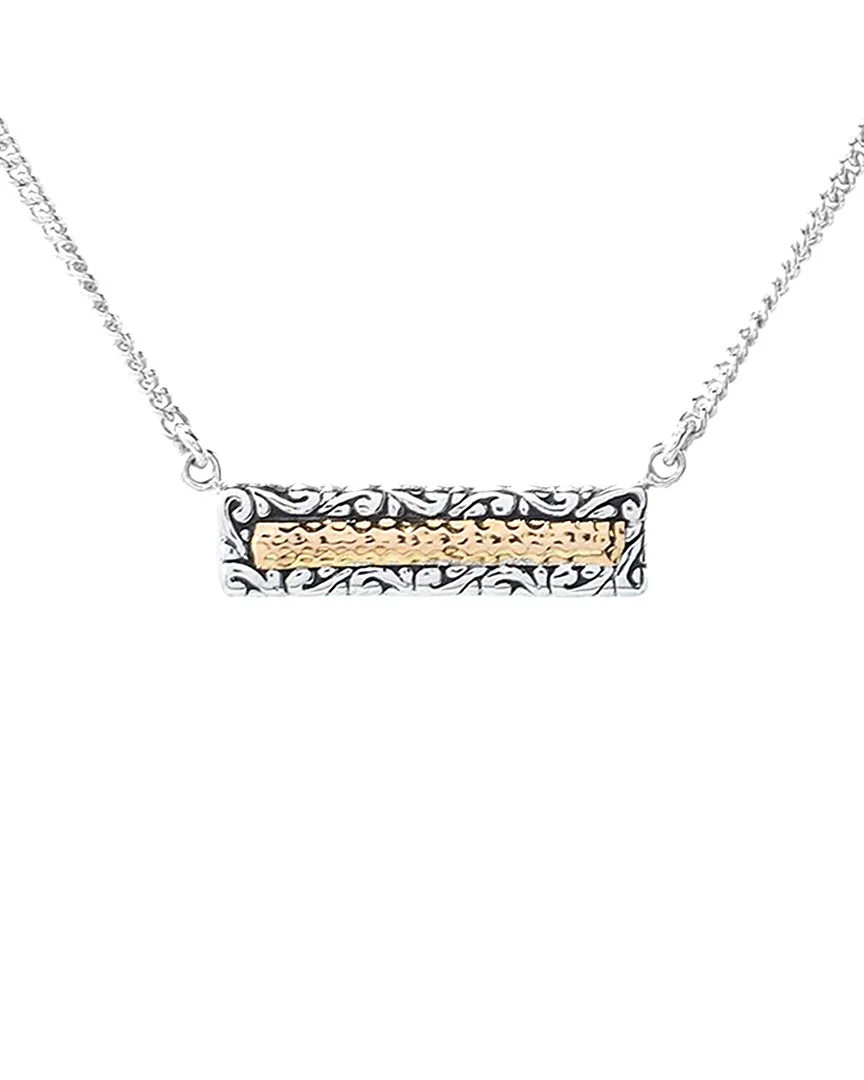 Samuel B. Jewelry Silver & 18K Hammered Bar Necklace by Samuel B