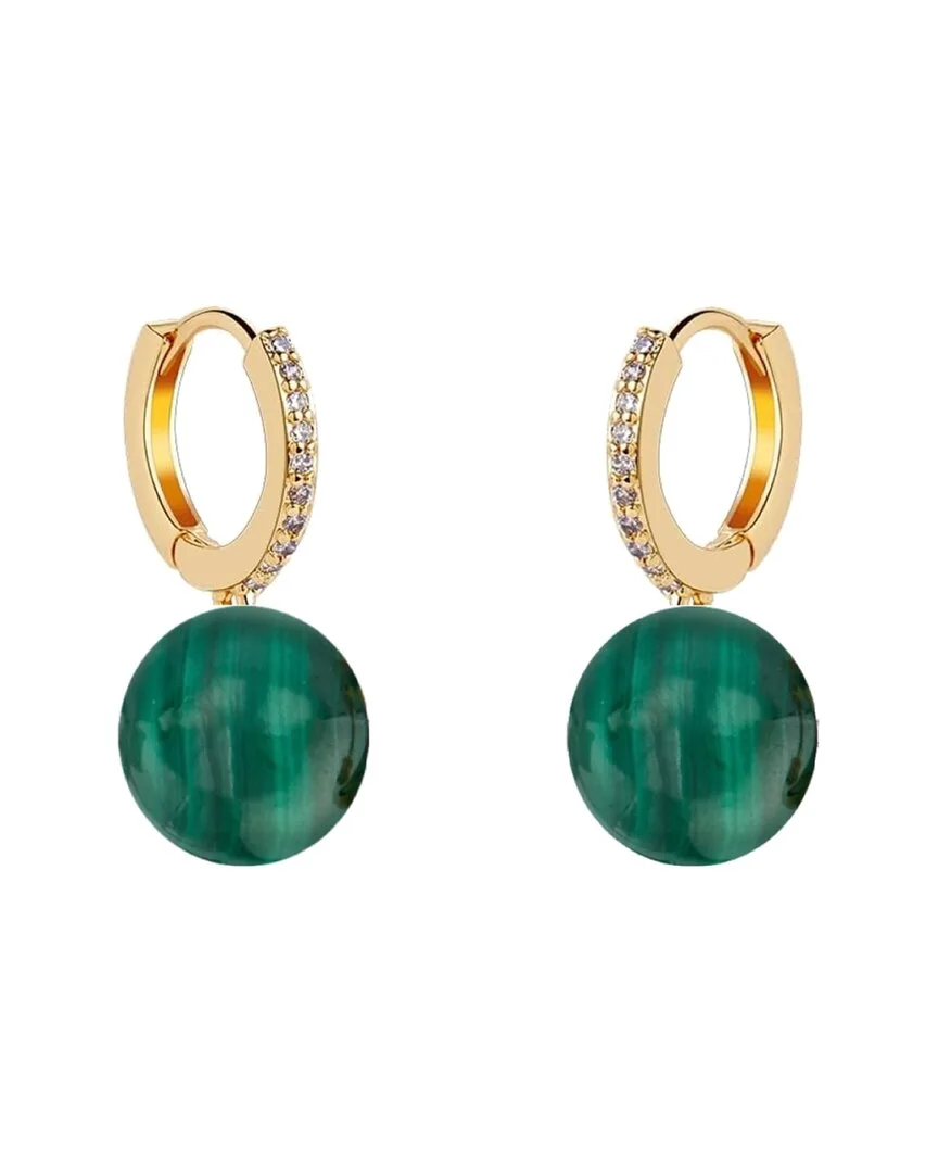 18K Plated 4.25 ct. tw. Malachite Cz Classic Drop Earrings