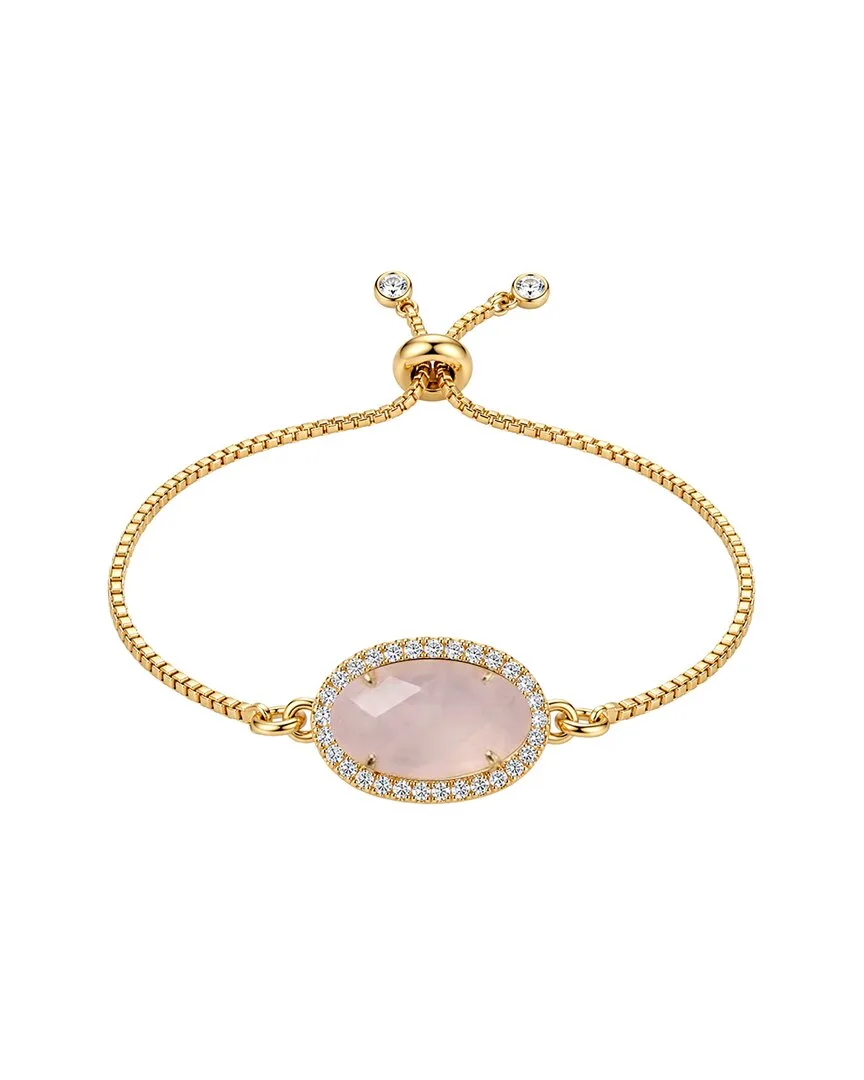 18K Rose Gold Plated 24.25 ct. tw. Pink Quartz Cz Bracelet by Liv Oliver