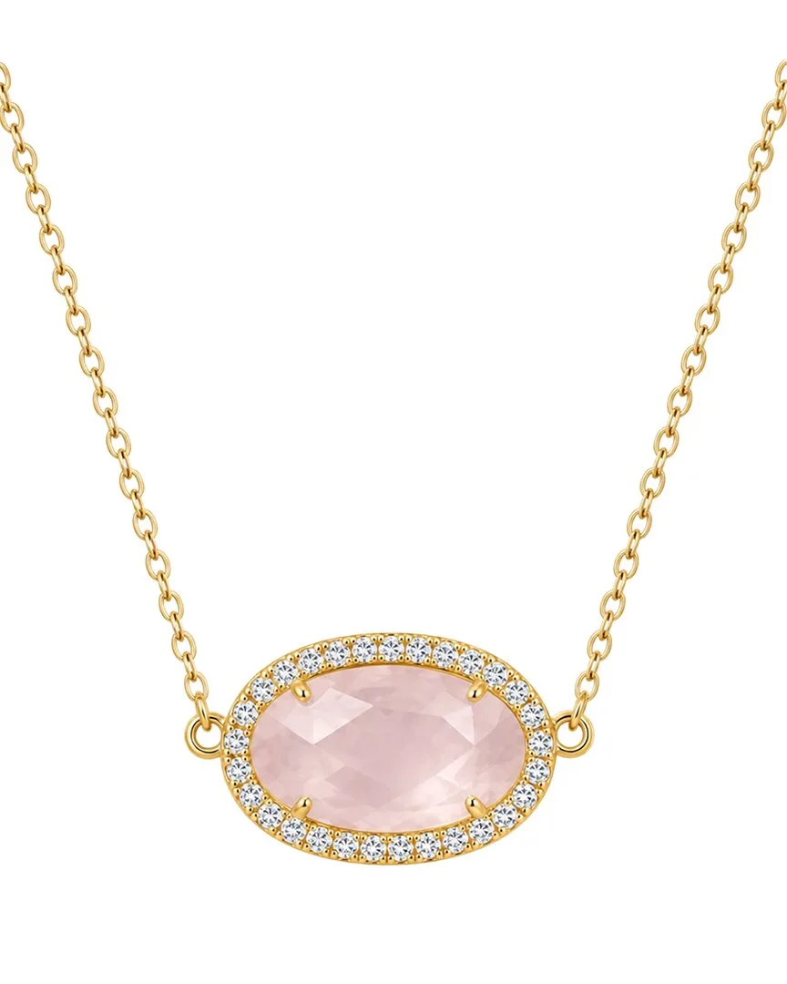 18K Plated 24.25 ct. tw. Pink Quartz Cz Necklace by Liv Oliver