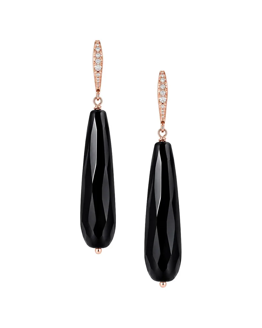 18K Rose Gold Plated 50.00 ct. tw. Onyx Cz Earrings