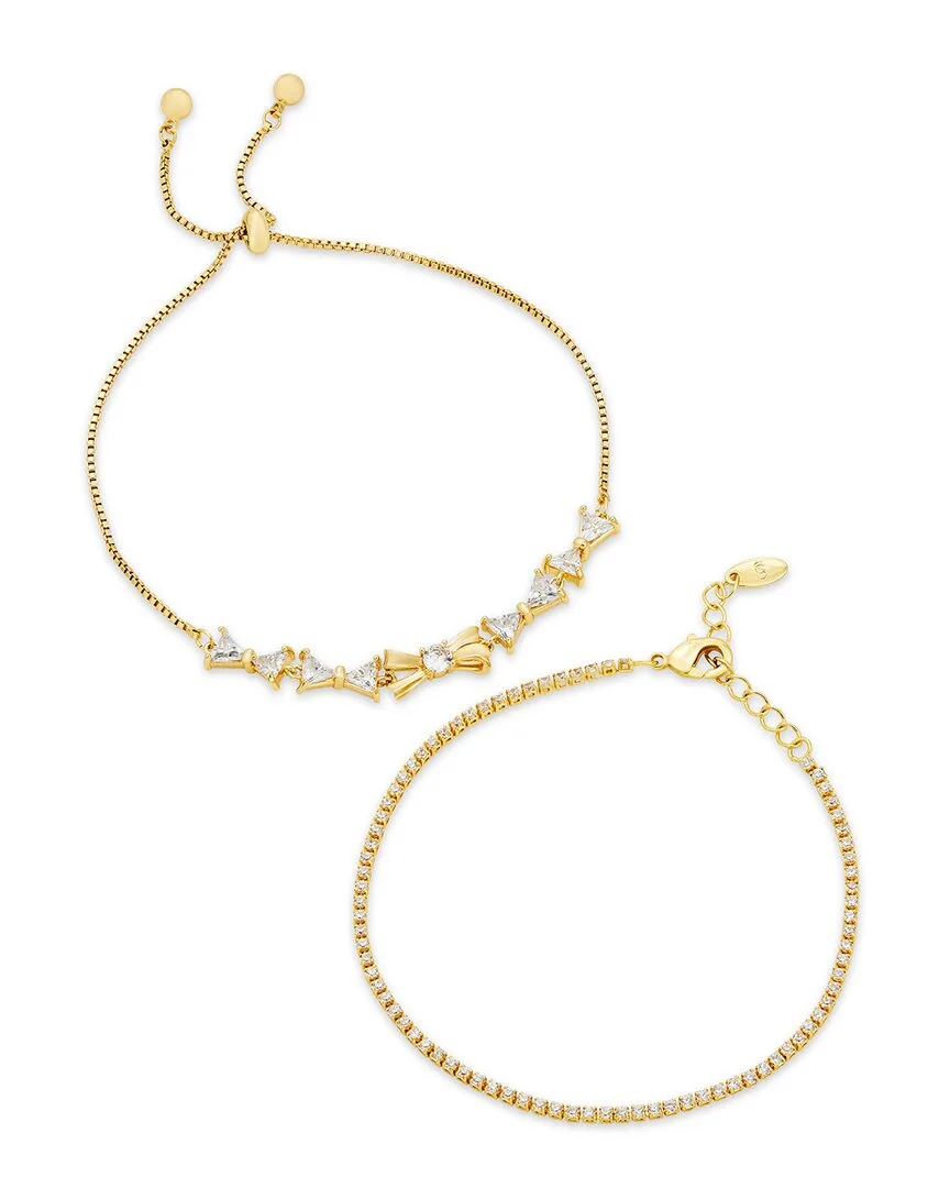 18K Plated Cz Tennis-Pull Bracelet by Savvy Cie