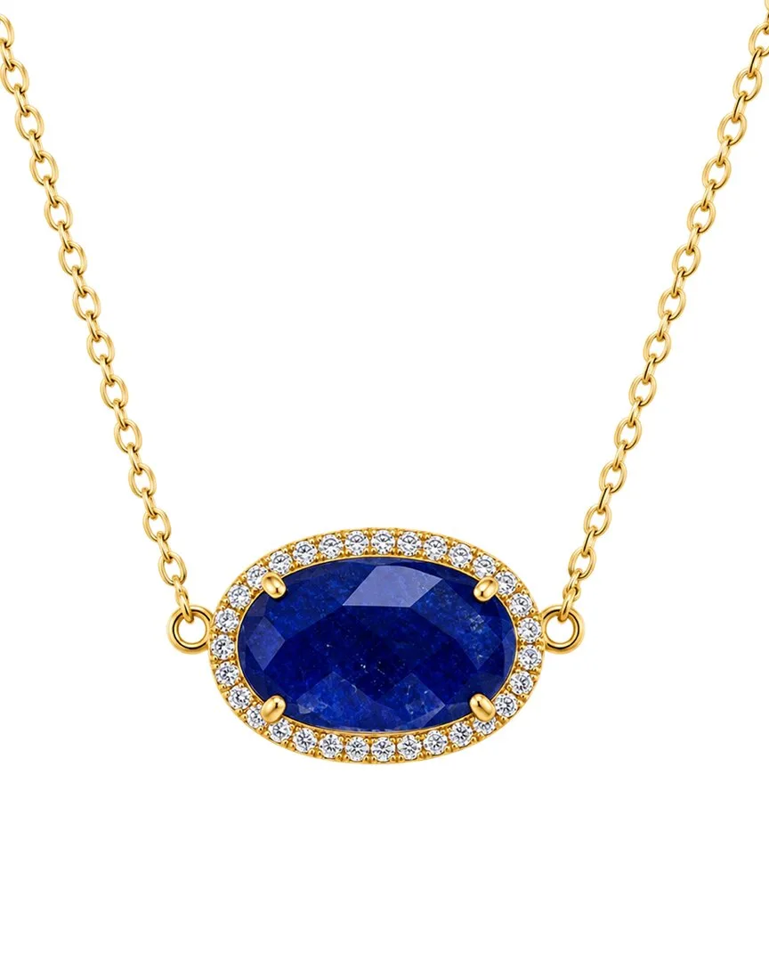 18K Plated 24.25 ct. tw. Sapphire Cz Necklace by Liv Oliver
