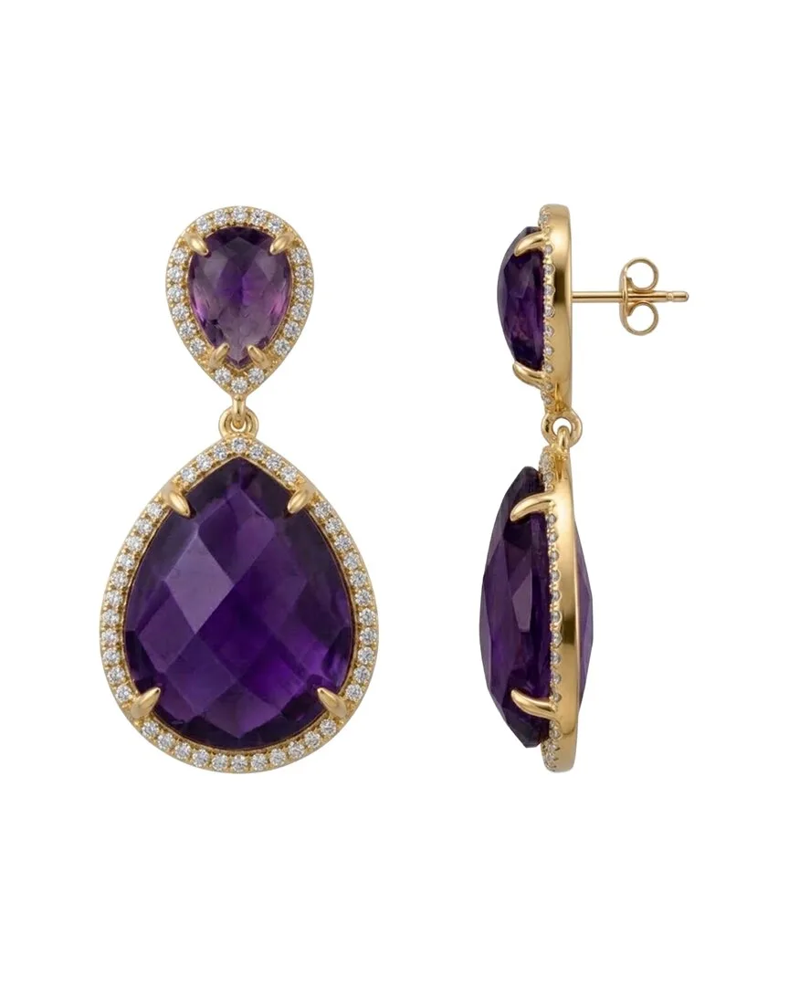 18K Plated 45.75 ct. tw. Amethyst Cz Earrings