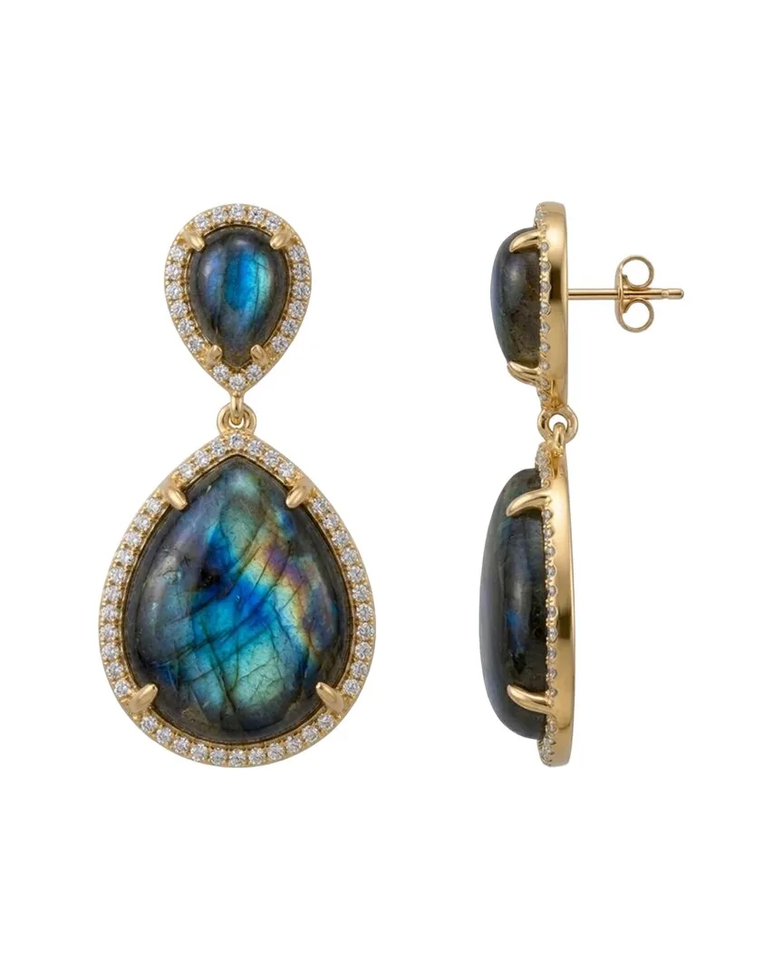 18K Plated 45.75 ct. tw. Labradorite Cz Earrings