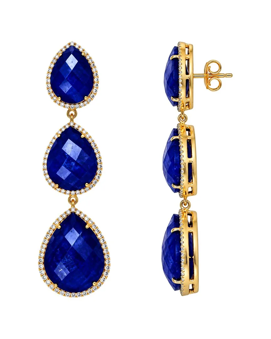18K Plated 75.20 ct. tw. Sapphire Cz Earrings