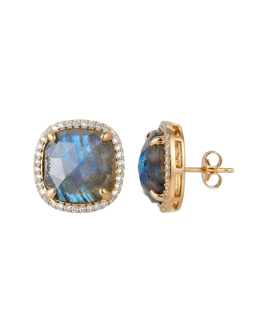 18K Plated 15.20 ct. tw. Labradorite Cz Earrings