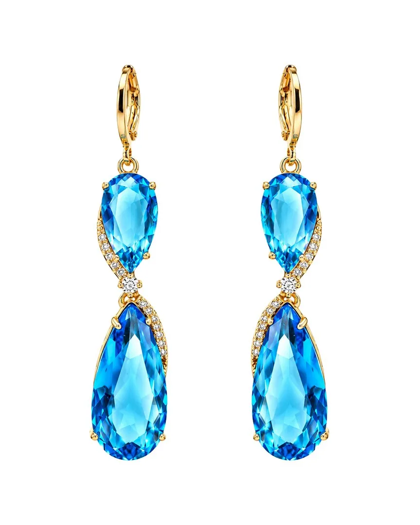 18K Plated 13.70 ct. tw. Blue Topaz Quartz Cz Earrings