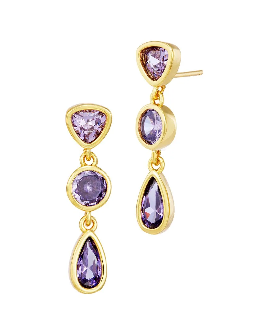 14K Plated Cz Dangle Earrings