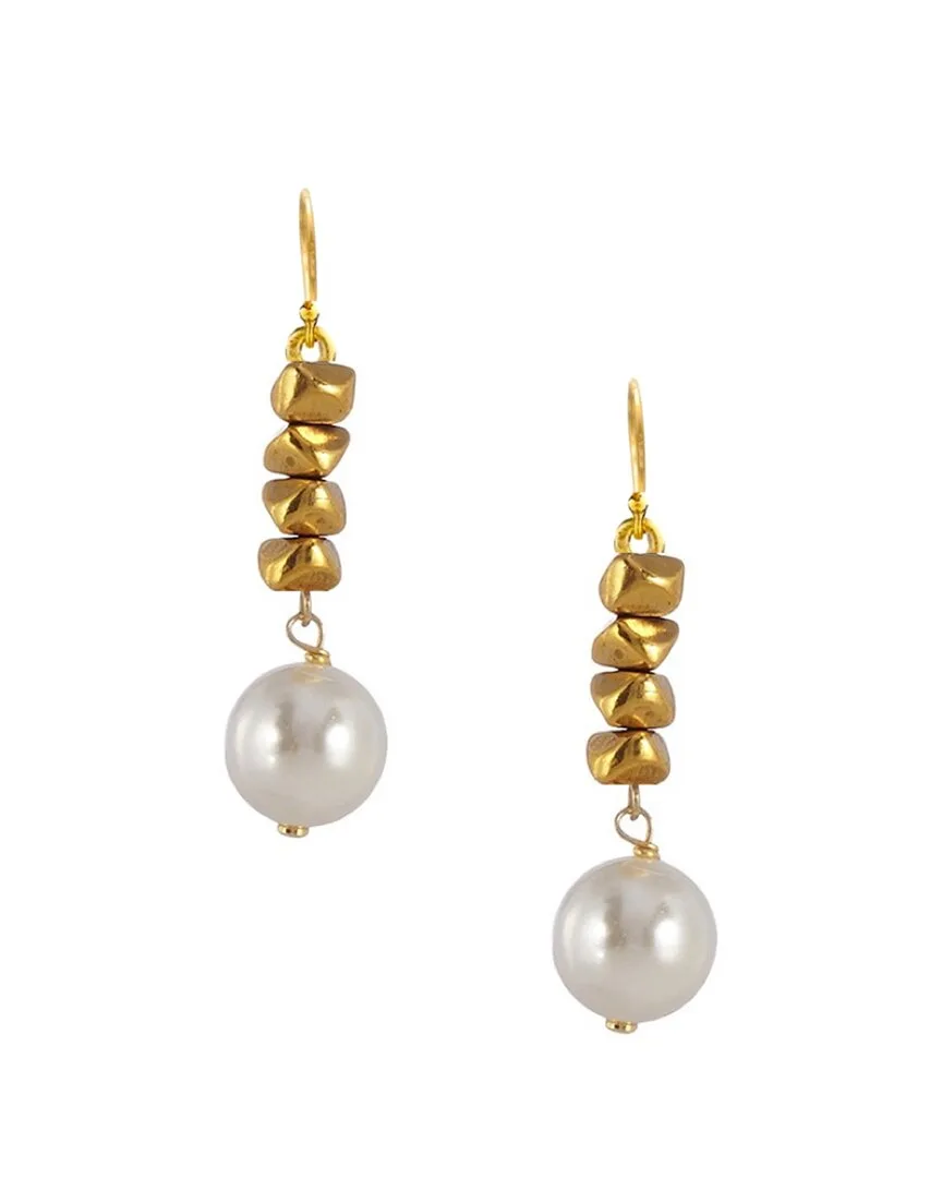 18K Plated 8-10Mm Pearl Earrings by Liv Oliver