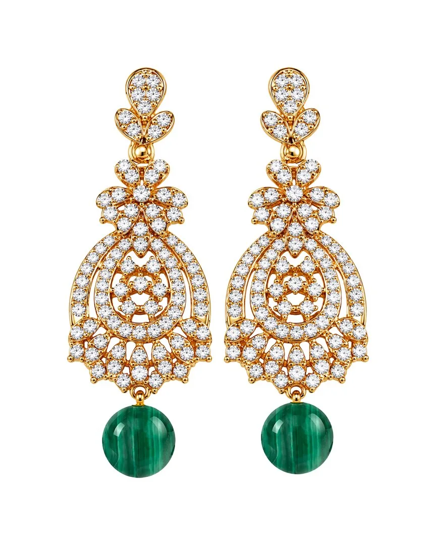 18K Plated 16.00 ct. tw. Malachite Cz Earrings by Liv Oliver