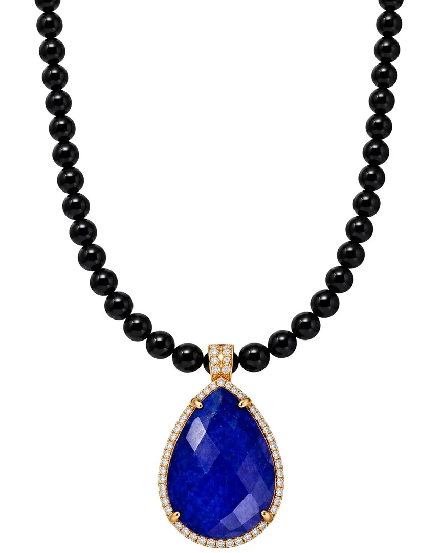 18K Plated 38.20 ct. tw. Sapphire Cz Necklace by Liv Oliver