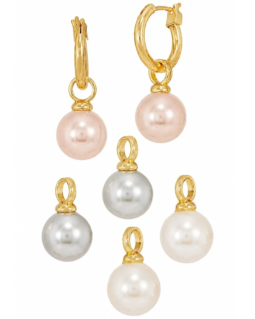 14K Plated 10.00Mm Pearl Hoop Earrings by Savvy Cie