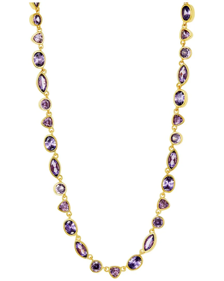 14K Plated Cz Station Necklace by Savvy Cie
