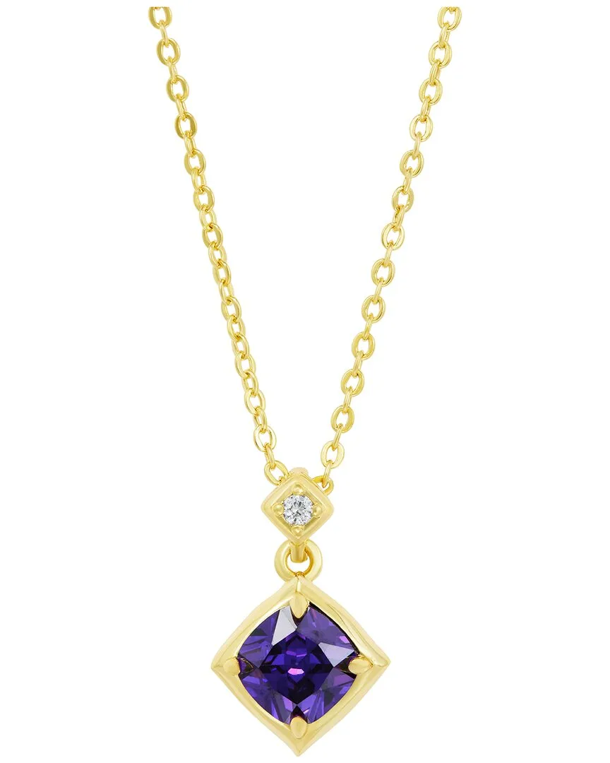 14K Plated Amethyst Cz Pendant Necklace