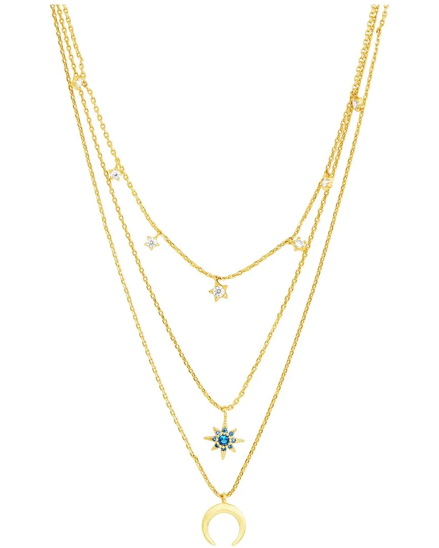 14K Plated CZ Layer Necklace