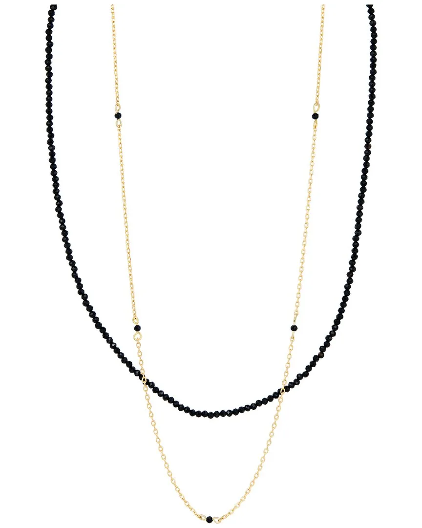 14K Plated Black Spinel Layer Necklace