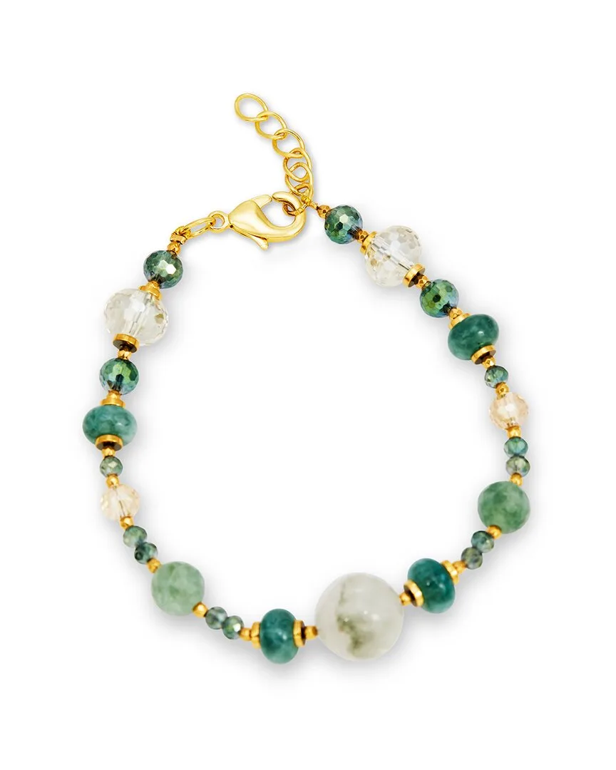 Plated Jade Green Quartz Strand Bracelet by Savvy Cie