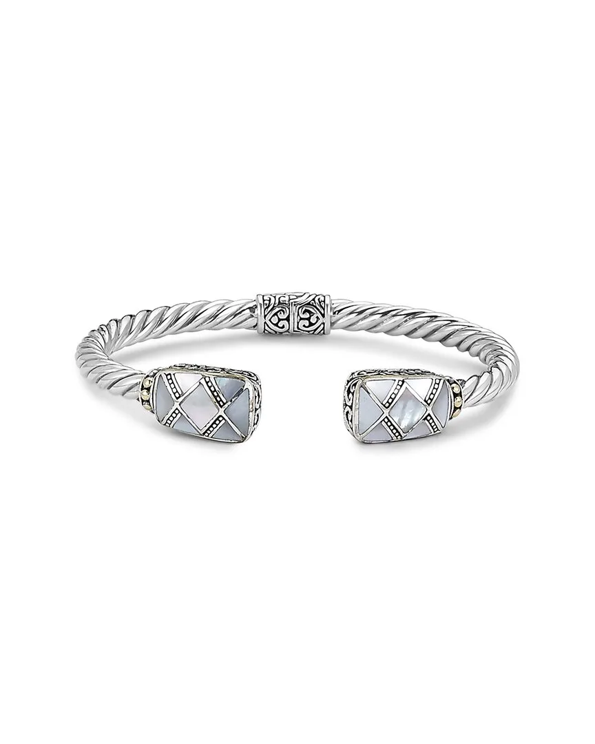Silver Mother-Of-Pearl Hinge Bangle Bracelet by Samuel B