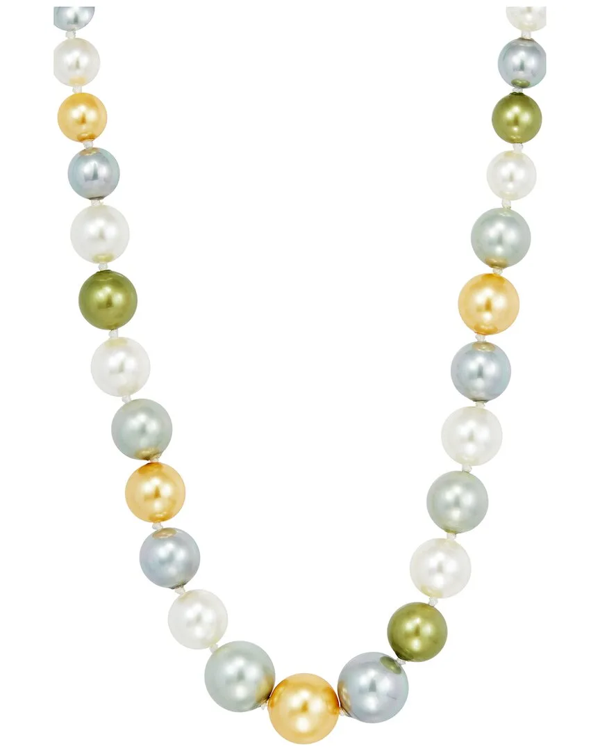 Plated 14.00mm Pearl CZ Statement Necklace by Savvy Cie