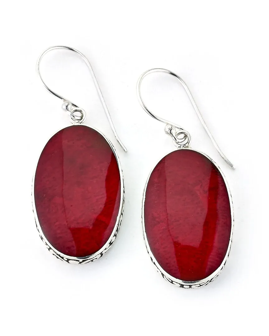 Silver Coral Shell Drop Earrings by Samuel B