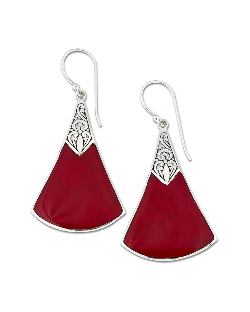 Silver Coral Shell Fan Earrings by Samuel B