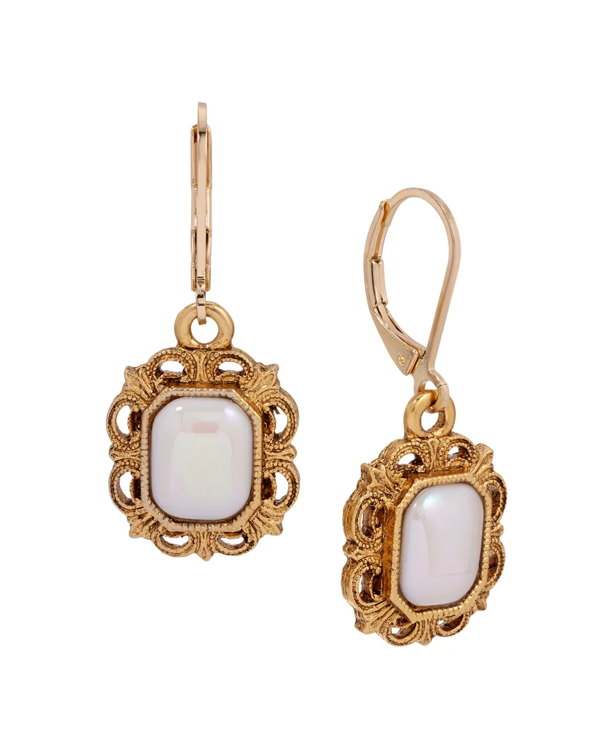 Gold-Tone Cabochon Filigree Antique Drop Earrings by 2028