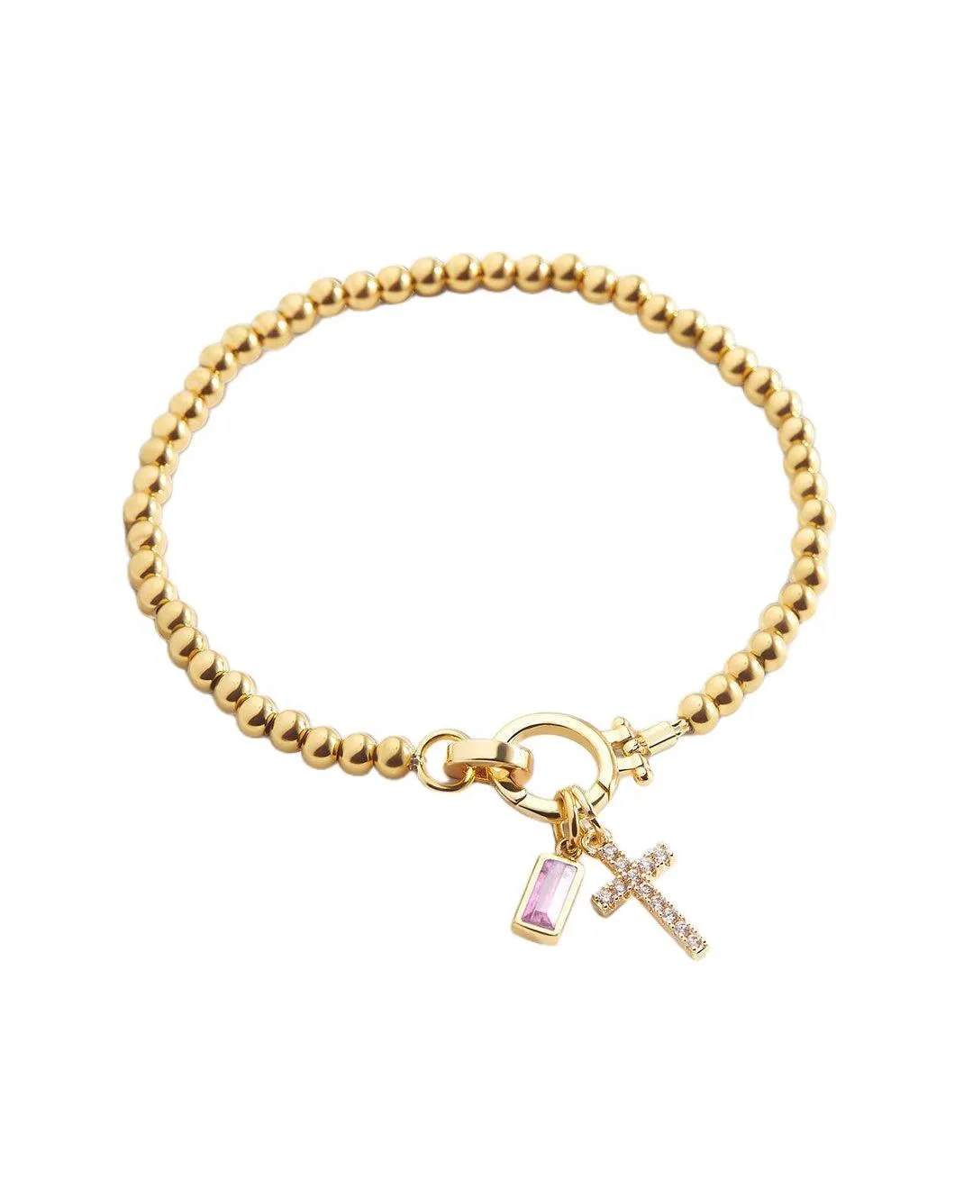 Cross Charm Birthstone Bracelet by Mint & Lily