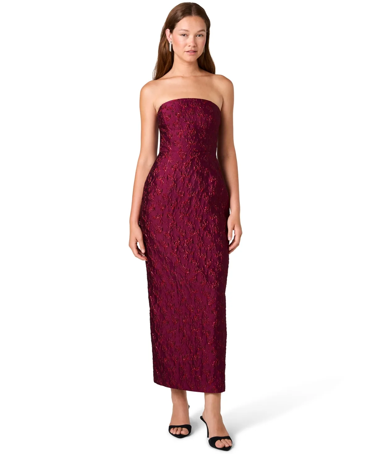 Floral-Print Strapless Midi Dress