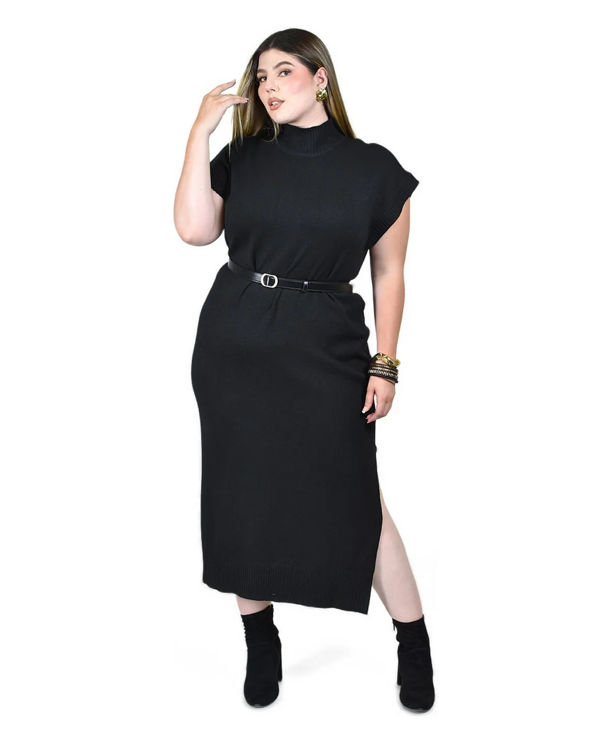 Knitted Dress with Belt