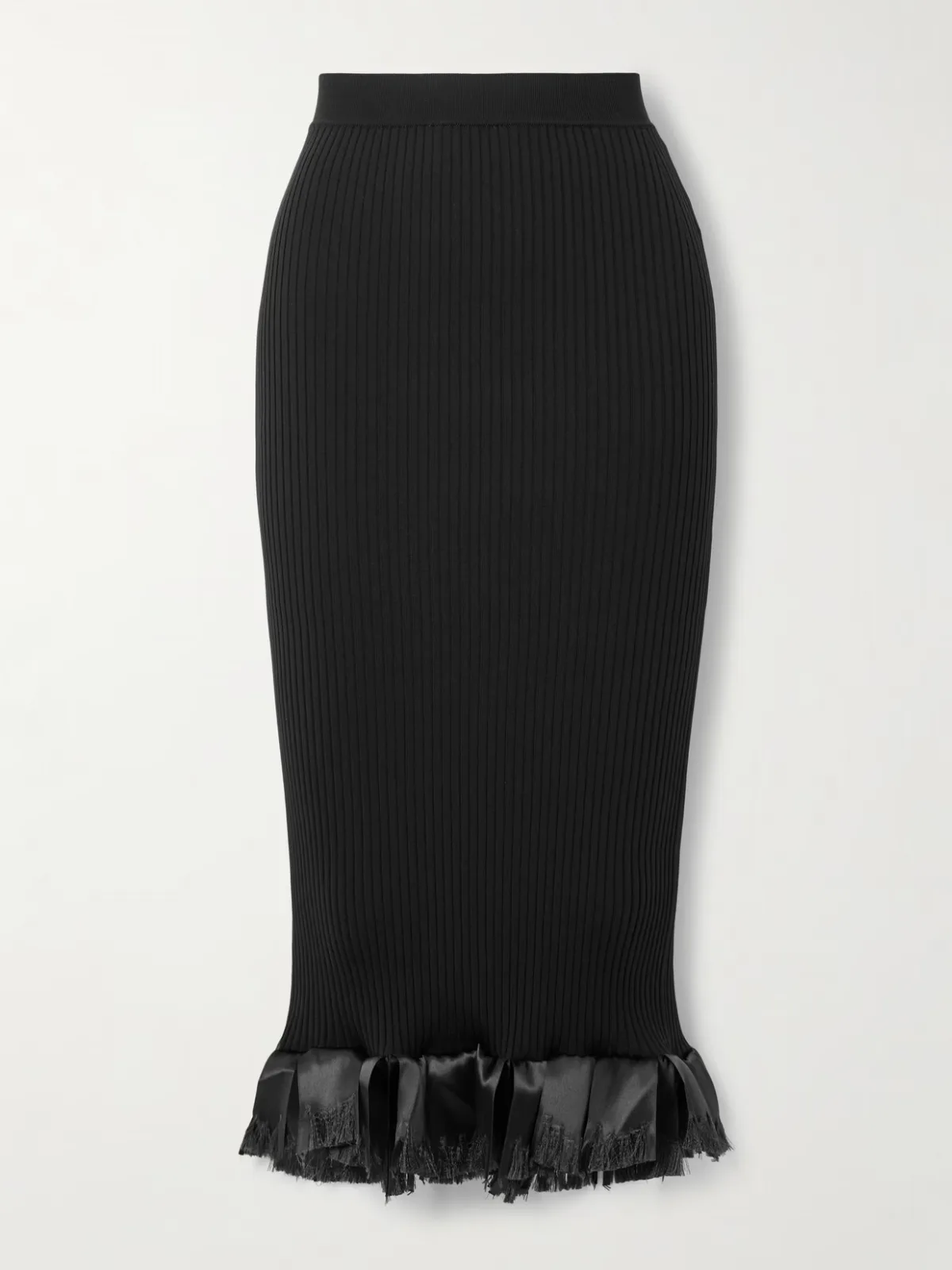 - Riley Satin-trimmed Ribbed Wool-blend Skirt -