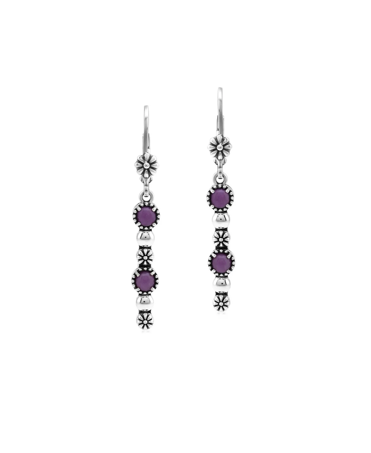 Linear Leverback Drop Earrings in Sterling Silver by American West Jewelry