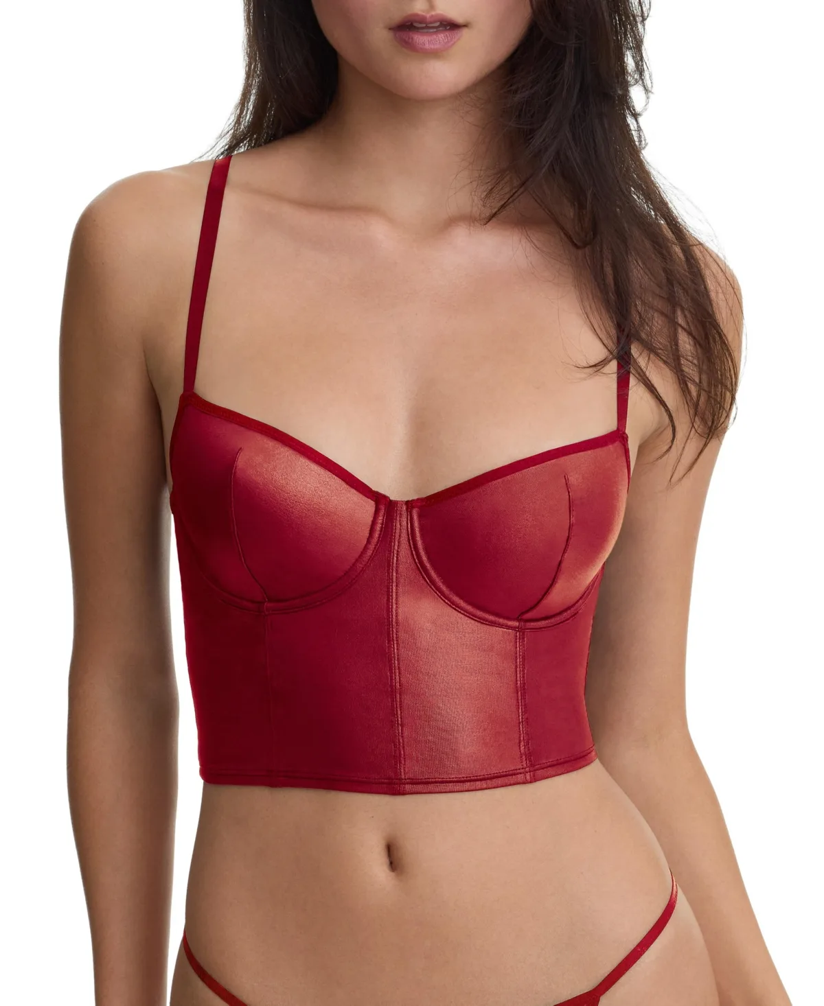 Late Night Faux Leather Corset Cami Bra Top