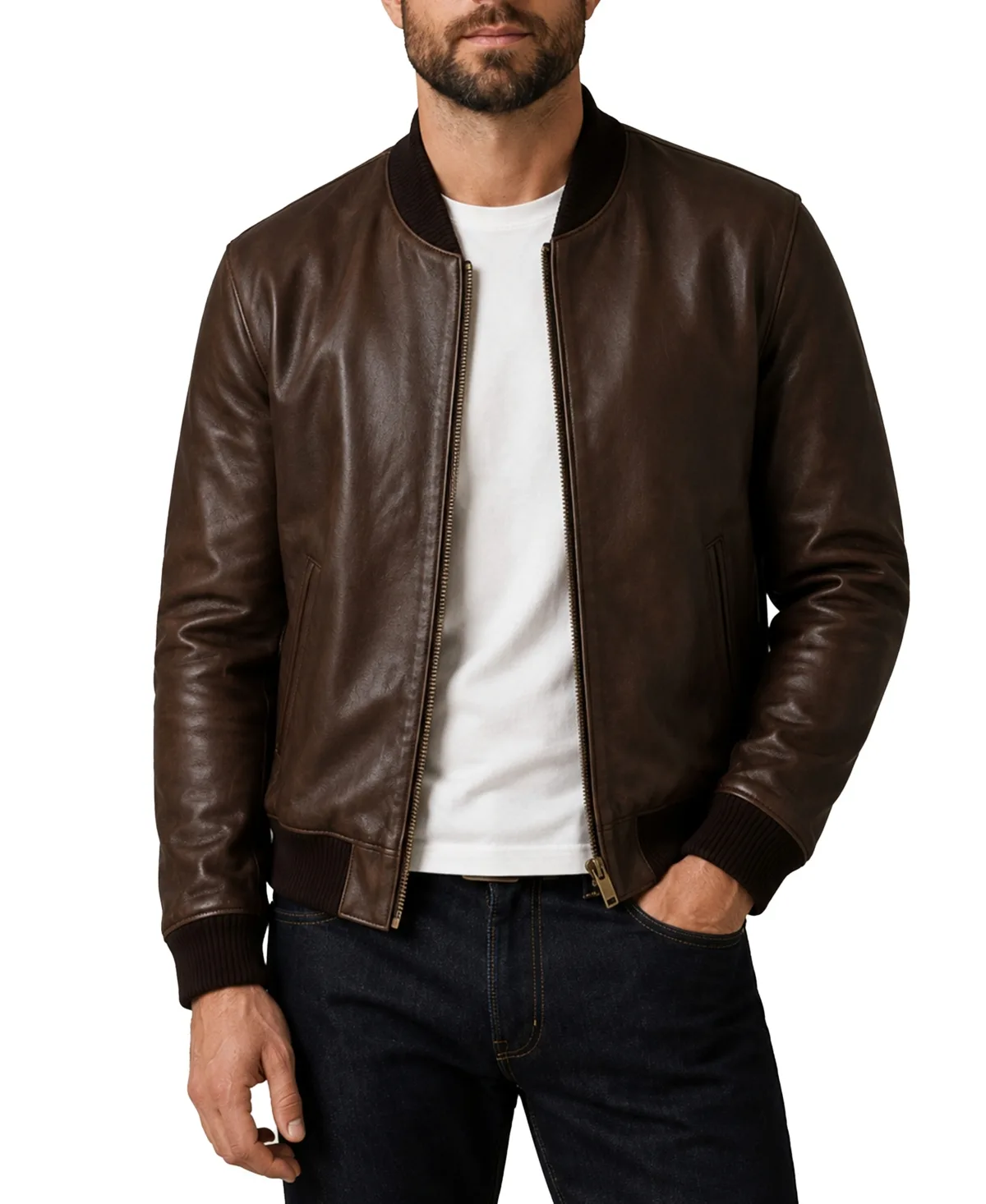 Bomber Classic-Fit Leather Jacket