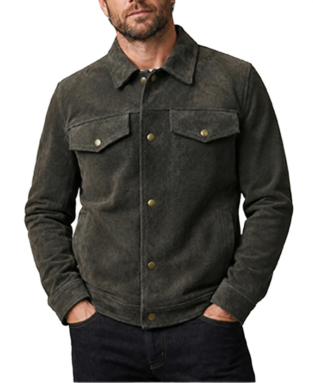 Suede Western Regular-Fit Shirt Jacket