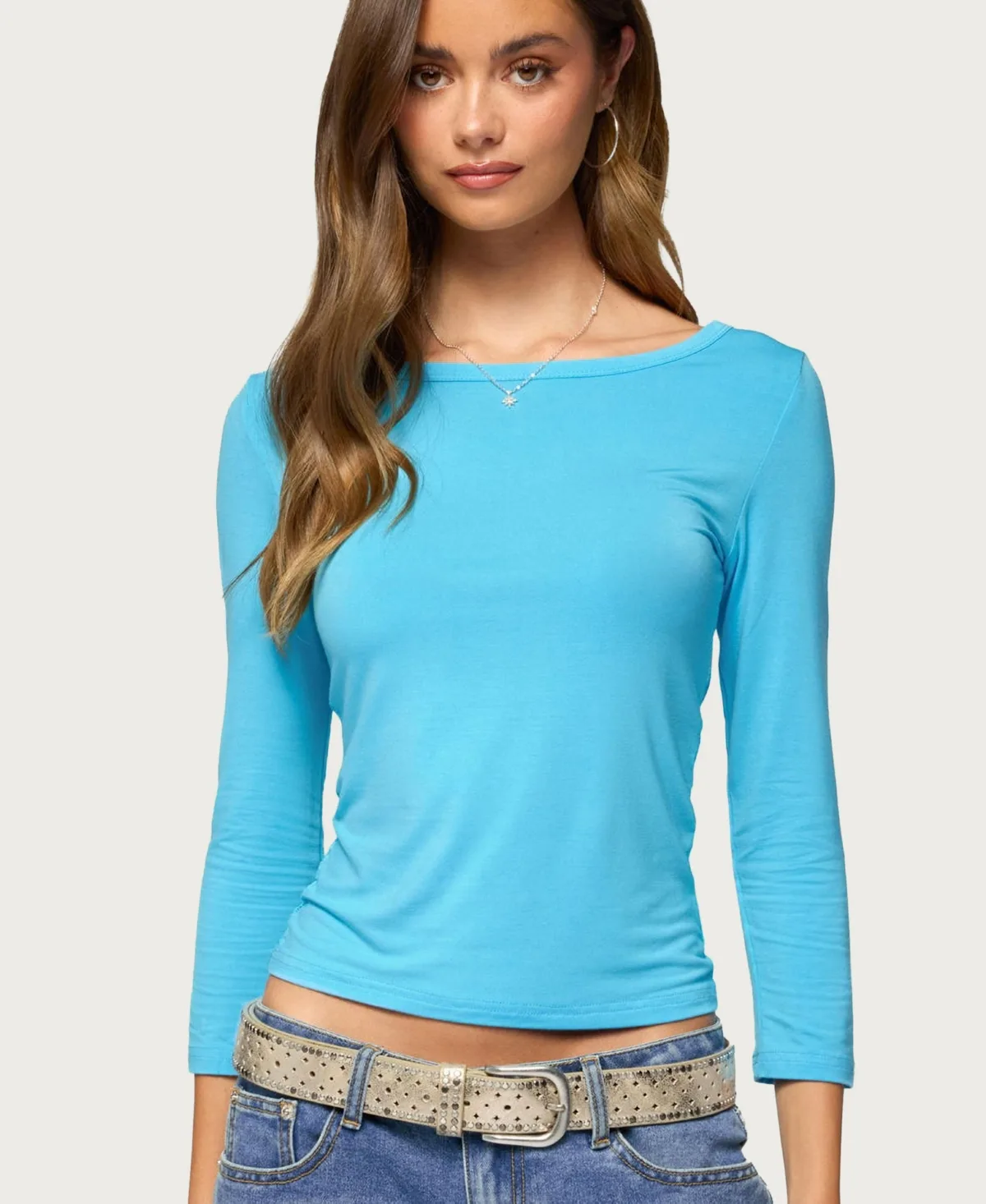 Bailie Scoop Neck Lace 3/4-Sleeve Top